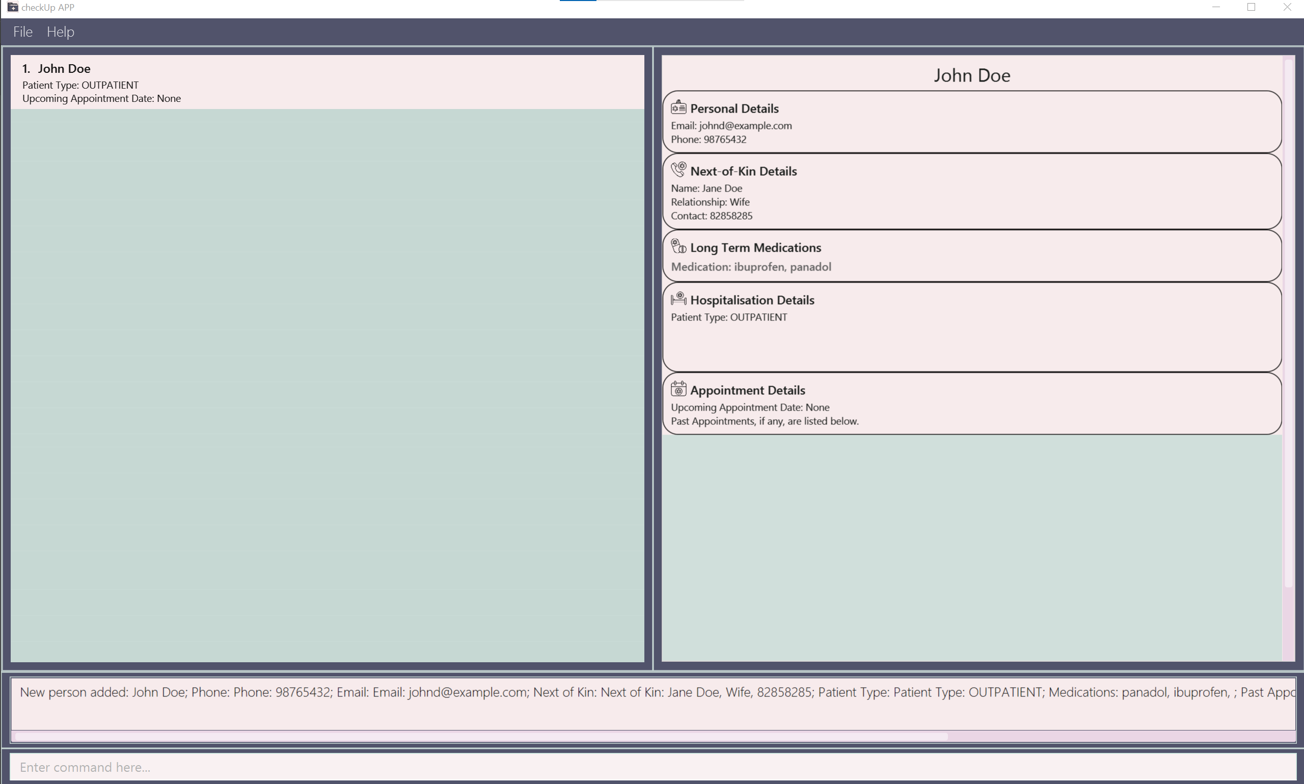 Add John Doe Outpatient Result